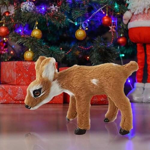Christmas Reindeer Mini Simulation Deer Plush Home Fairy Garden Christmas Window Craft Jewelry Ornament Decoration Kids Gifts
