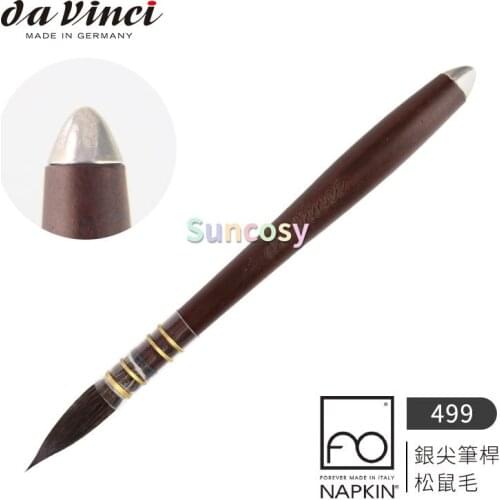 Da Vinci Series 499 Traditional Wash Brush Size 3 with Ethergraf Metalpoint Tip, Hand-crafted Quality Pure Blue Squirrel Hair