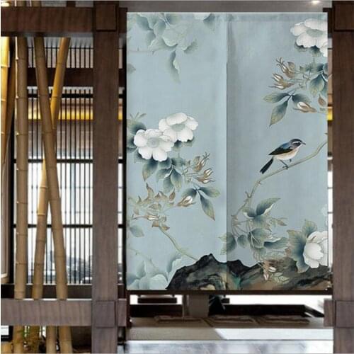 Fyjafon Curtain Restaurant Door Curtain Linen Printed Hallway Half Tube Curtain Decorative Short Curtains Customized