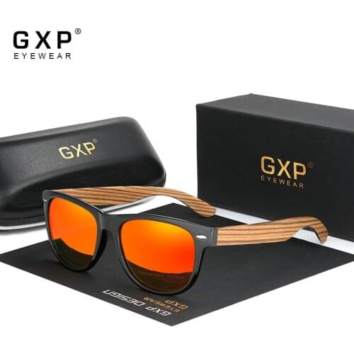 GXP Fashion Wooden Polarized Square Sunglasses Men Women Mirror Lens UV400 Protection Driving Sun Glasses Eyewear