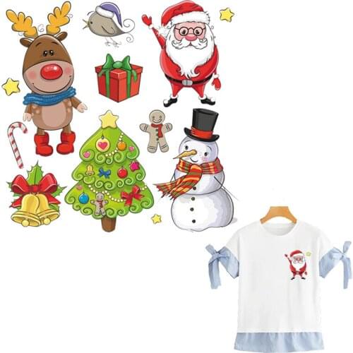 Thermal Press Vinyl Iron On Transfer Christmas Elements Sets Patch Washable Garment Accessory Heat Transfer Diy Stickers Parches