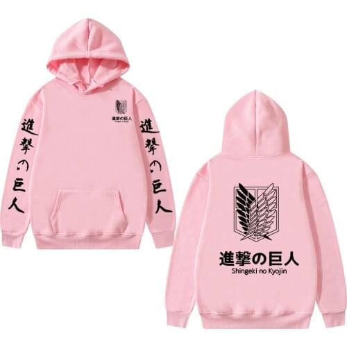 Attack on Titan Long Sleeved Striped Hooded Sweatshirt Pullover Tops Harajuku hoodies men