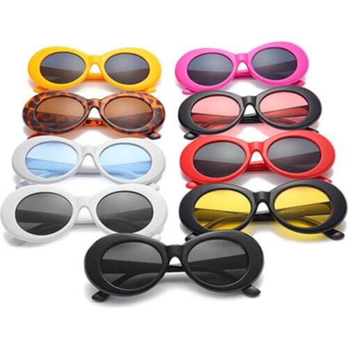 Vintage Kurt Cobain glasses oval sun glasses for fishing trendy retro Womens sunglasses white black