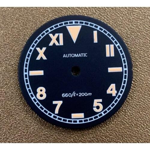 28.5mm Vintage Green Luminous Watch Dial for NH35/36 Movement with S Logo