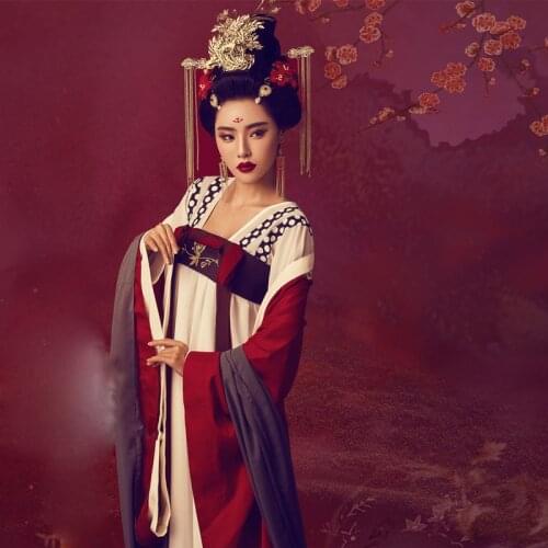 WYJN Tang Dynasty Princess Bright Color High Waist Ruqun Hanfu Fairy Outdoor Photography Stage Performance Drama Cosplay Costume