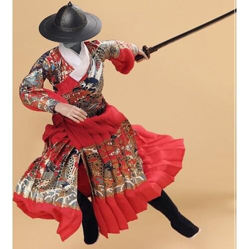 1/6 Female Clothes Set Ming Dynasty Series Jewellery Flying Fish Suit Model Black/Red/Grey Color for 12'' Woman Action Figure