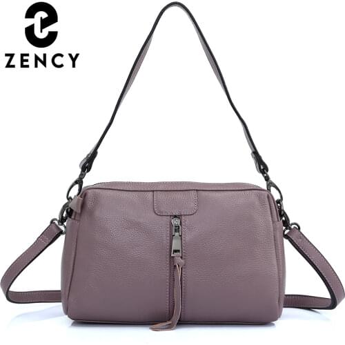 Zency Autumn New Female Genuine Leather Retro Crossbody Bag Simple Vintage Classic Tassel Small Women Shoulder Handbag Box Tote