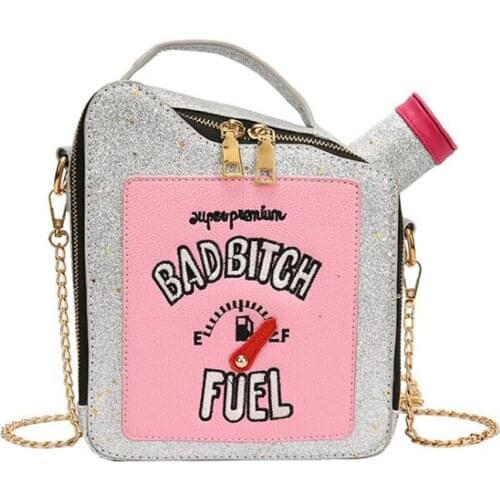 Gasoline Bottle Shape Handbag for Women Chain Purse Shoulder Bag Embroidery Letters Messenger Bag Female Fashion Clutch Totes