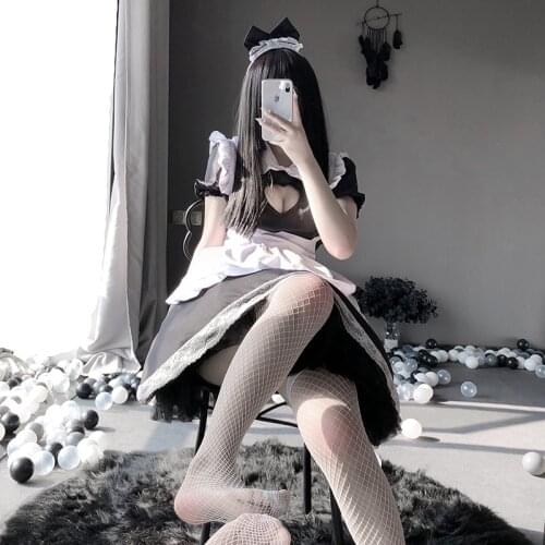 Girls Women Lovely Maid Cosplay Costume Animation Show Japanese Outfit Dress Clothes Black Cute Lolita Maid Costumes