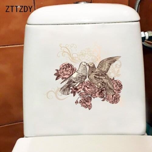 ZTTZDY 24.5×20.2CM Hand Drawn Turtle Dove Bird Classic Toilet Stickers Home Bedroom Wall Decor T2-1178