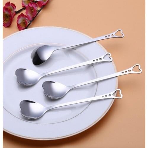 1PC Stainless Steel Heart Shape Coffee Spoon Kitchen Accessories Dessert Sugar Stirring Spoons Teaspoon Dinnerware