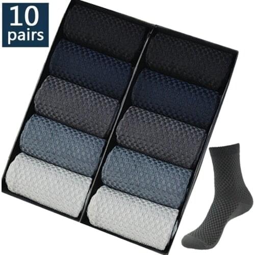 10 Pairs/Lot Men socks Bamboo Fiber male Socks New Classic Business Men’s Dress Sock For Winter Gift Plus Size EUR38-44