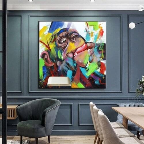 100% Handmade Abstract Oil Painting Hand Made Color Gorilla Cow Piggy On Canvas Wall Art Modern Home Hotel Office Decoration Art
