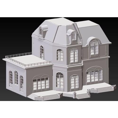 Building 3d model for cnc or 3d printer in STL file format villa