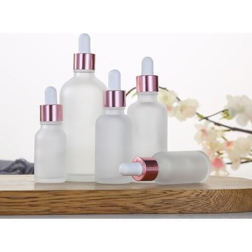500pcs 5ml-100ml Frosted Tubes Dropper Glass Aromatherapy Liquid for Essential Massage Oil Pipette Refillable Bottles Rose Gold