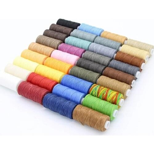 6@# Flat Waxed Thread 50M Wax String Cord Sewing Craft Tool Portable for Diy Handicraft Leather Products Waxed Thread Cord