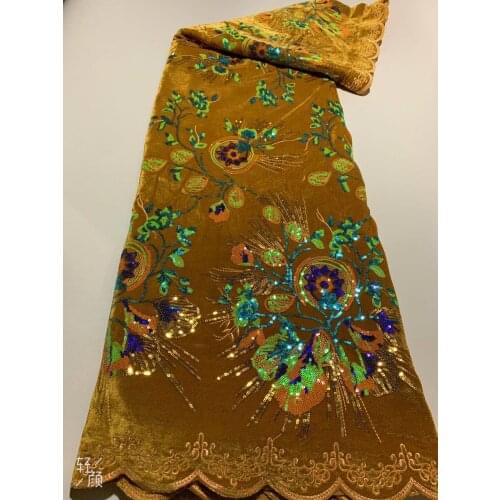 African Lace Fabric Embroidered Nigeria Sequined Lace Fabric 2021 High Quality French Tulle Lace Fabric Sewing FJ4363