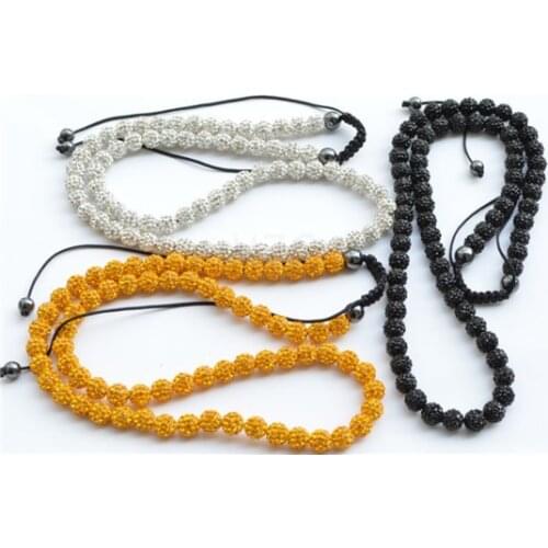 Promotion!12mm white gold micro pave CZ Disco Beads black crystal Necklace For fashion Wholesale tgd424