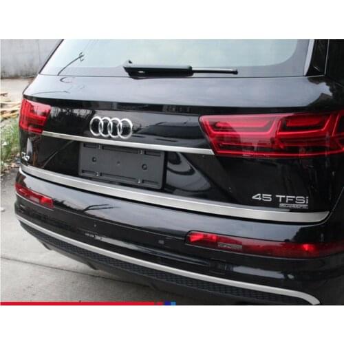 Car stainless steel Rear door tailgate frame Bottom trunk plate trim hoods Fit For Audi Q7 2016 2017 2018