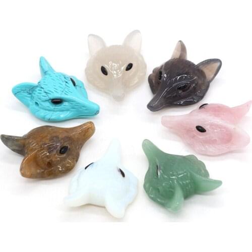 Natural Semi Precious Stone Beads Fox Shape Used As Hand String To Make DIY Package Sale 30x40mm