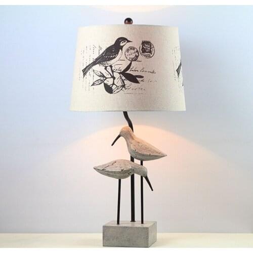 Decorative table lamp living room study bedroom bedside French garden retro birds warm desk lamps white tabe light ZA99656