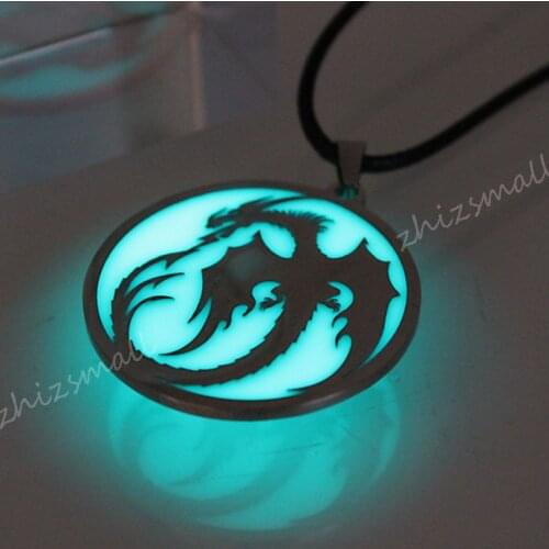 Dragon Necklace GLOW in the DARK Dragon Pendants Necklaces women girls boys gift Sweater chain