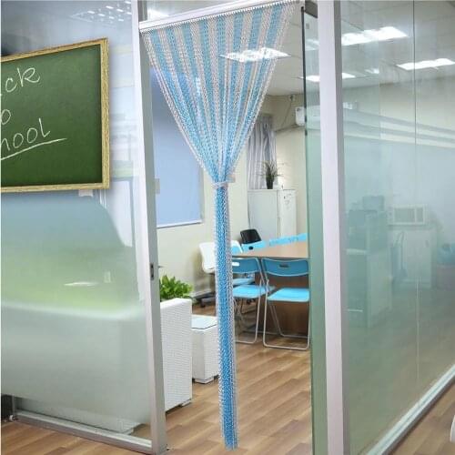 Door Window Aluminium Chain Curtain Metal Screen Fly Insect Blinds Pest Control Blue and Silver