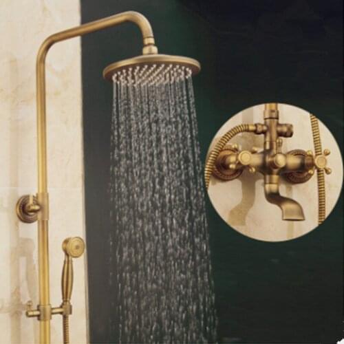European retro shower set all copper bathroom wall shower set