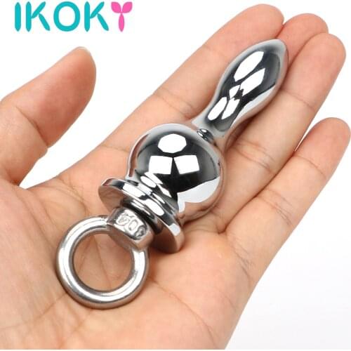 IKOKY Sex Toys for Men Women Anal Sex Toys Anal Bead Stainless Steel Butt Plug Anal Plug Sex Products Ring Handheld