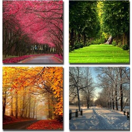 Modern Four Seasons Tree Landscape Canvas Art Painting Canvas Living Room Bedroom Home Office Wall Art Landscape Painting