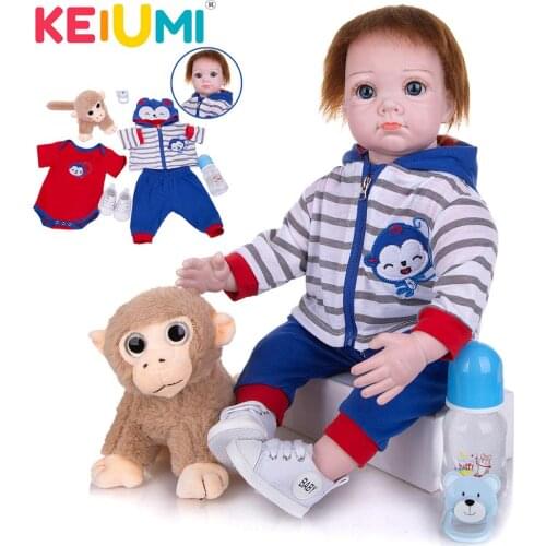 KEIUMI 22 Inch Lifelike Lovely Handmade Reborn Baby Doll Reborn Cloth Body Babies Girl To Kids Playmates Birthday Gifts