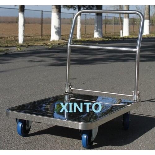 70X50CM, 300-500KG, 4"-6" wheel, 201 or 304 stainless steel hand trolley, folded cargo cart carrying transportation tool