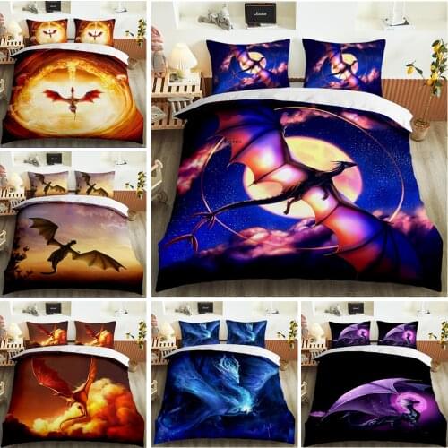 Dragon Duvet Cover Bedding Set Head of Angry Bedspreads 3D Print Home Textiles Demon Game Teen Boys Bed Set Queen Dropship
