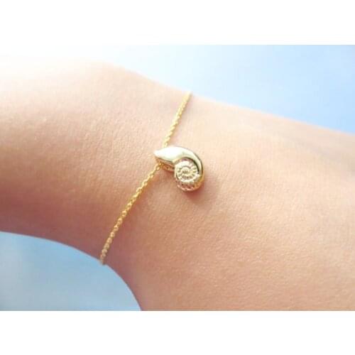 Cute Seashell Bracelet Ariel Voice Shell Bracelet Spiral Swirl Sea Snail Bracelet Ocean Beach Conch Bracelets Nautical jewelry