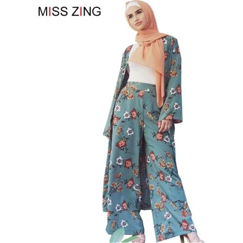 Muslim Abaya Print Flower Suit Overskirt Mesh Cardigan Tunic Kimono Long Robes Jubah Middle East Ramadan Arab Islamic Prayer