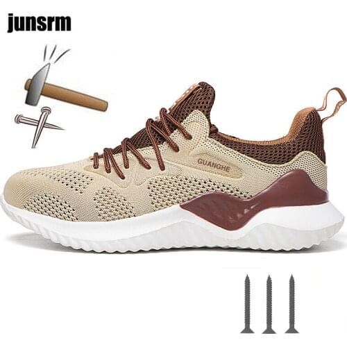 Mens safety shoes steel toe cap, anti-puncture and indestructible boots, comfortable, breathable and wear-resistant