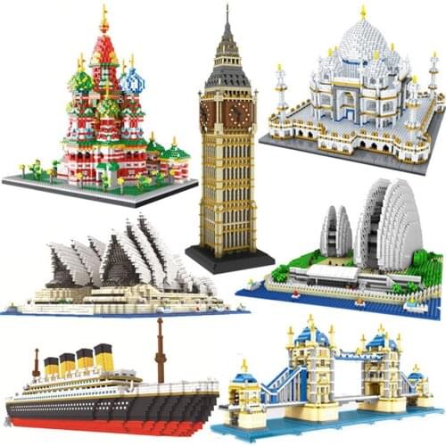 Architecture Mirco City set Sydney Opera House Model Building Blocks Children Toys Big Ben brige Educational Bricks Kids Gifts