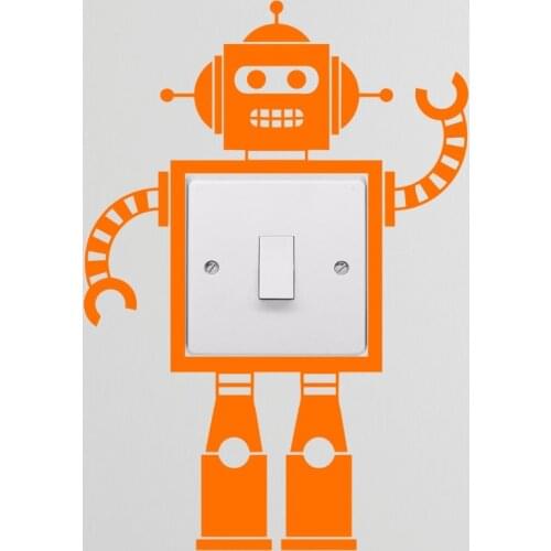 Robot Light Switch Wall Vinyl Decal Sticker Hearts Baby Girls Boys Nursery Robot Light Switch Theme Kids Love Cut T170333