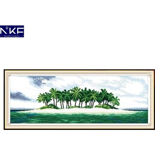 NKF Coastal Scenery Pattern Cross Stitch 11CT 14CT Cross Stitch Sets Handmade Cross Stitch Kits Embroidery Needlework Home Decor