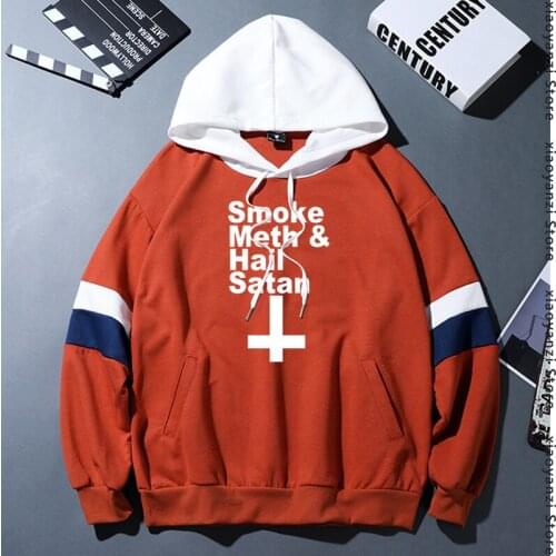 New autumn spring Style Fashion SMOKE METH HAIL SATAN hoodies Men Casual sweatshirts Keep Calm and Worship Satan pullovers