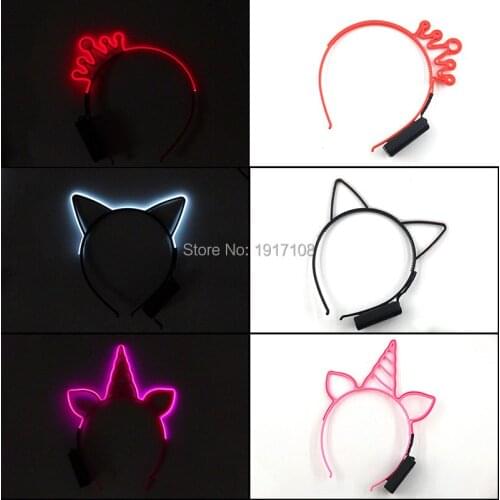 New Designed EL Product EL Unicorn Crown Headband Unicorn Hairband LED Light up Headband for Kid Birthday Glowing Party Decor