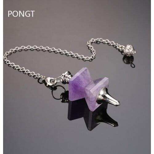 Reiki Healing chakra natural stones Pyramid pendulum for dowsing opal lapis lazuli labradorite Purple stone crystal pendulo