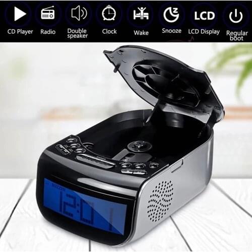 Portable Home Audio CD Player FM Radio Built-In HiFi Speakers With LCD Screen Display FM Radio Support Timing Boot & Alarm Clock