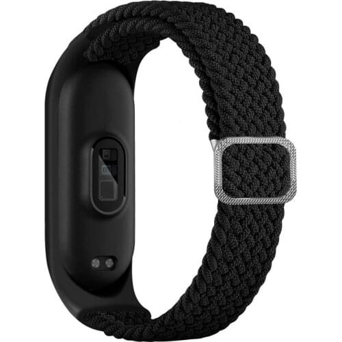 Watch Band Elastic Adjustable Nylon Braided 14mm Bracelet Strap Wristband for Xiaomi Mi Band 3/4/5/6/NFC