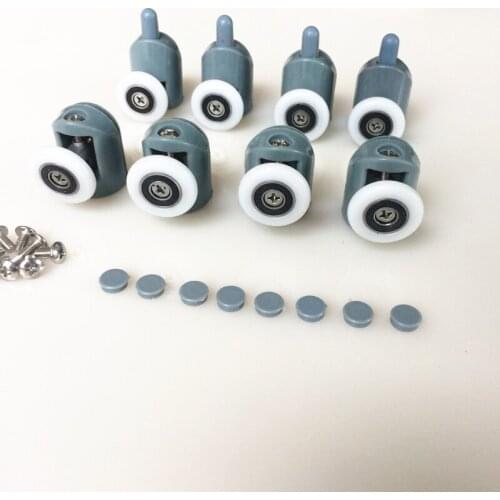 8pcs/set 23/25mm Pop Up Pulley Wheels Bearing Hardware Sliding Door Roller Shower Room Cabin Accessories