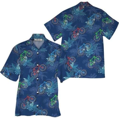 New Arrived Dropshipping Full Printing Men Casual Hip Hop Bicycle Button Shirt Usa Big Size Menshirt