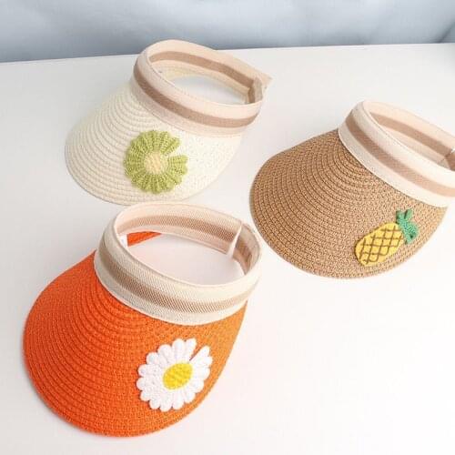 Summer Boy Girl Cute Fruit Empty top Hat Bag Set Childrens Straw Sun Hat Outdoor Beach Hat Kids Visor caps