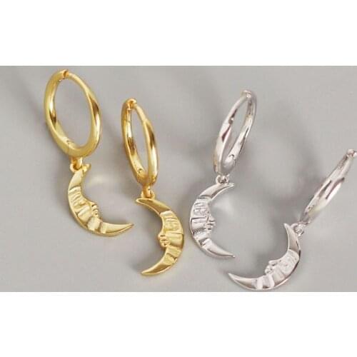 Minar 2 Styles Irregular Moon Metallic Dangle Earrings for Women Girls Round Geometric Pendant Earrings Fashion Accessories 2021