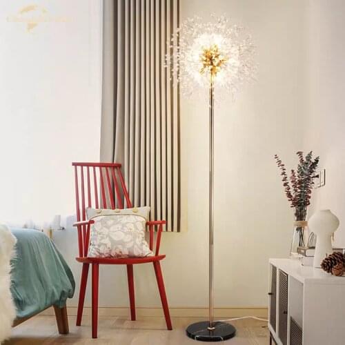 Modern LED Dandelion Crystal Floor Lamp for Living Room Dining Room Bedroom Study Home Decor Nordic Lights Fixture