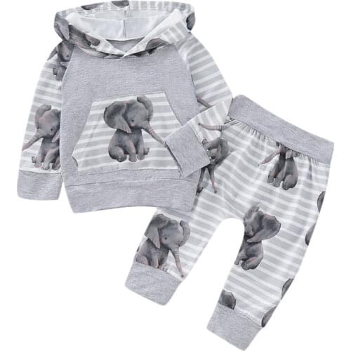 Newborn Baby Girls Boy Hooded Tops Pants Tracksuit Trousers Outfits Clothes Sets